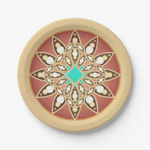 Mandala patroon in karamel en chocolade papieren bordje