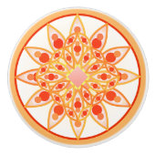 Mandala patroon in koraal, sinaasappel en goud keramische knop (Voorkant)