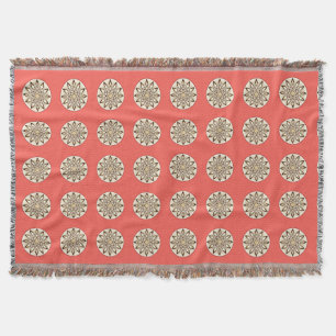 Mandala patroon in koraalroze, chocolade en tan deken