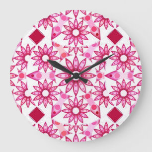 Mandala patroon in schaduwen van roze, maroon grote klok