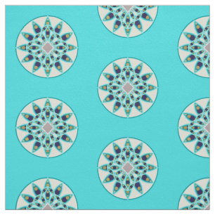 Mandala patroon in turquoise, crème en marine stof