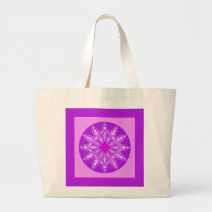 Mandala patroon in viool, orchidee en roze grote tote bag