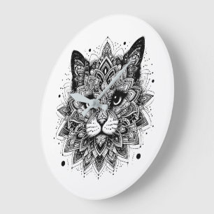 Mandala Patroon Kat Ontwerp Grote Klok