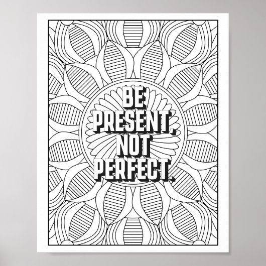 Mandala Patroon kleurplaat mindfulness quote Poster (Voorkant)