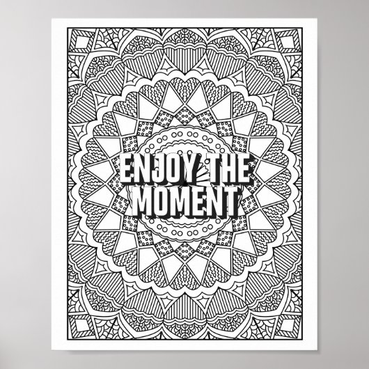 Mandala Patroon kleurplaat mindfulness quote Poster (Voorkant)