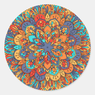 Mandala patroon kleurrijk Marokkaans Ronde Sticker