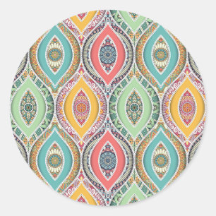 Mandala patroon kleurrijk Marokkaans Ronde Sticker