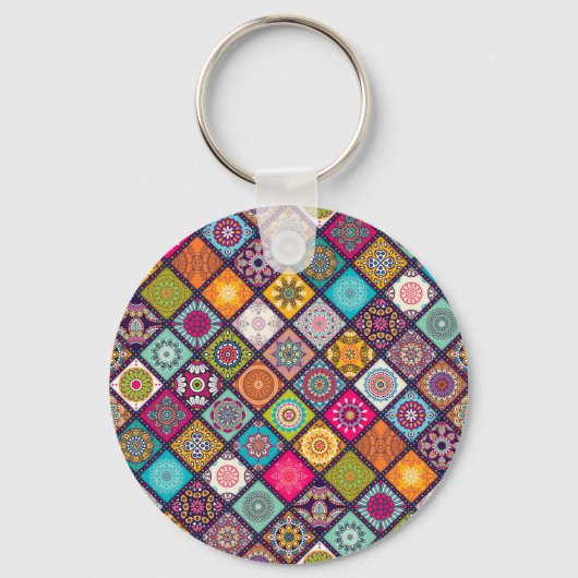 Mandala patroon kleurrijk Marokkaans Sleutelhanger (Voorkant)