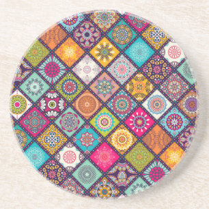 Mandala patroon kleurrijk Marokkaans Zandsteen Onderzetter