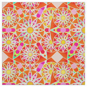 Mandala patroon, koraalrood, roze, goud stof