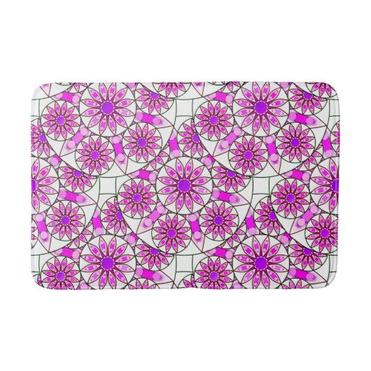Mandala patroon, lavendel, roze, warm roze, wit badmat (Voorkant)