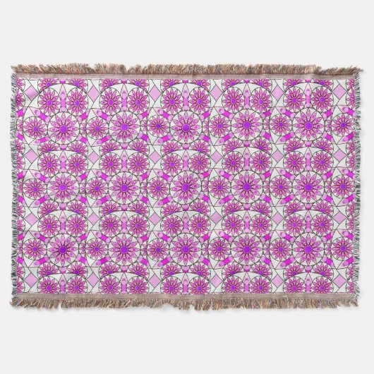 Mandala patroon, lavendel, roze, warm roze, wit deken (Voorkant)