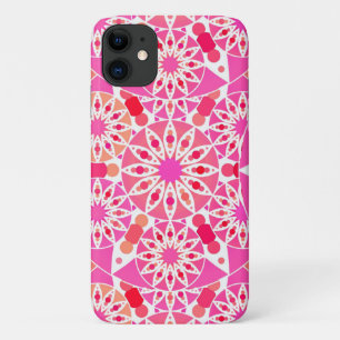 Mandala patroon, schaduwen van roze en koraal iPhone 11 hoesje