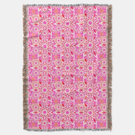Mandala patroon, schaduwen van roze en koraal deken (Voorkant Verticaal)