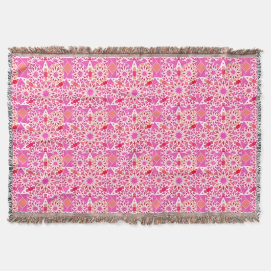 Mandala patroon, schaduwen van roze en koraal deken (Voorkant)