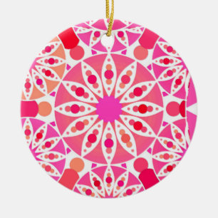 Mandala patroon, schaduwen van roze en koraal keramisch ornament
