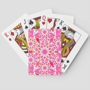 Mandala patroon, schaduwen van roze en koraal pokerkaarten