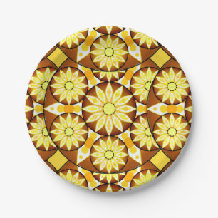 Mandala patroon, tinten bruin en goud papieren bordje