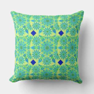 Mandala patroon, turquoise, blauw, kalkgroen kussen