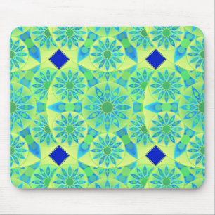 Mandala patroon, turquoise, blauw, kalkgroen muismat