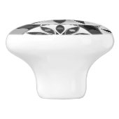 Mandala patroon, zwart, wit en grijs / grijs keramische knop (Zijkant)