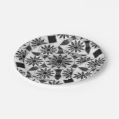 Mandala patroon, zwart, wit en grijs / grijs papieren bordje (Gekanteld)
