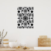 Mandala patroon, zwart, wit en grijs poster (Keuken)