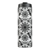 Mandala Patroon, Zwart, Wit en Grijs Thermosbeker (Voorkant)