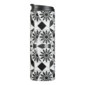 Mandala Patroon, Zwart, Wit en Grijs Thermosbeker (Geroteerd rechts)