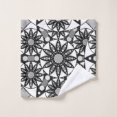 Mandala patroon, zwarte, witte en grijze handdoek (Wasdoekje)
