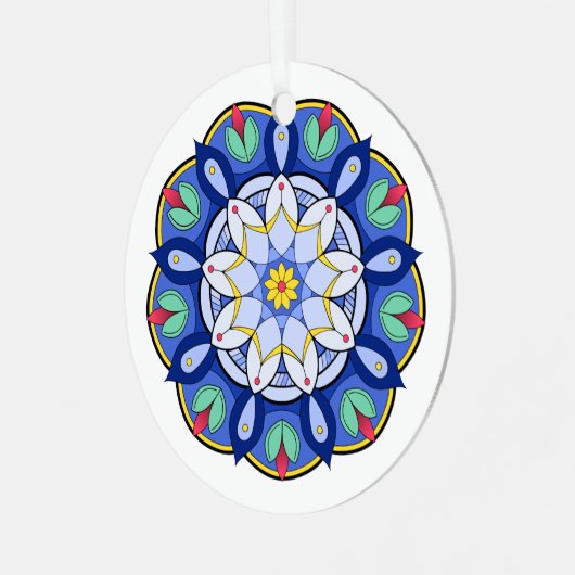 Mandala Pattern 01 Metalen Ornament (Voorkant links)