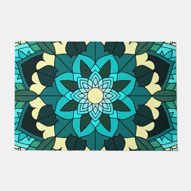 Mandala Pattern 02 in aqua door Mat (Voorkant)