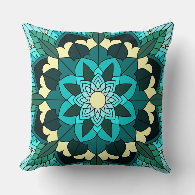 Mandala Pattern 02 in aqua Kussen (Voorkant)