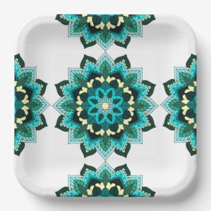 Mandala Pattern 02 in aqua Paper Bord