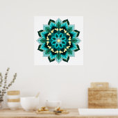 Mandala Pattern 02 in aqua Poster (Keuken)