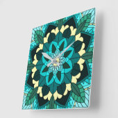 Mandala Pattern 02 in aqua Square Wall Clock Vierkante Klok (Hoek)