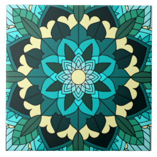 Mandala Pattern 02 in aqua Tegeltje