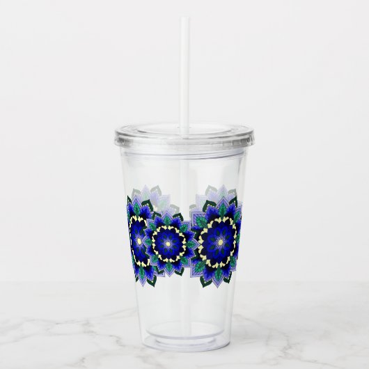 Mandala Pattern 02 in dark blue Acryl Drinkbeker (Voorkant)