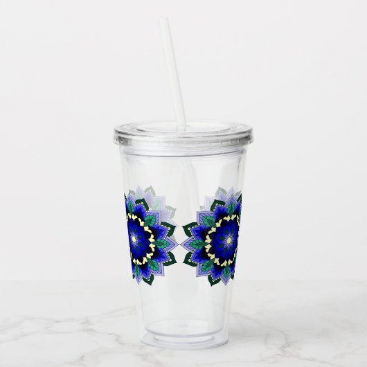 Mandala Pattern 02 in dark blue Acryl Drinkbeker (Links)