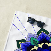 Mandala Pattern 02 in dark blue Beach Towel Strandlaken (In situ)