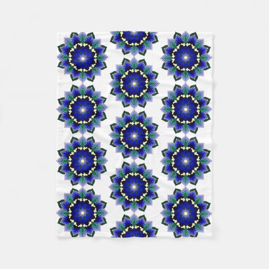 Mandala Pattern 02 in dark blue Fleece Blanket Deken (Voorkant)