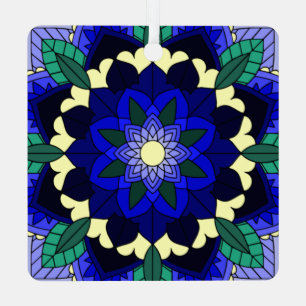 Mandala Pattern 02 in dark blue Metal Tree Decorat Metalen Ornament