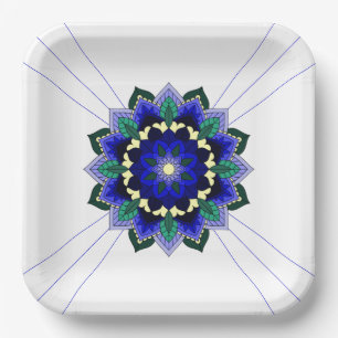 Mandala Pattern 02 in dark blue Paper Bord