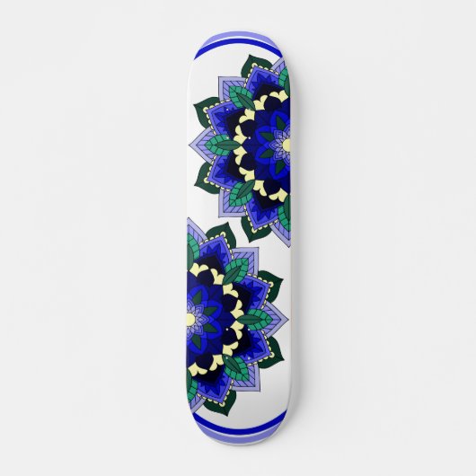 Mandala Pattern 02 in dark blue Skateboard (Voorkant)