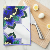 Mandala Pattern 02 in dark blue Tea Towel Theedoek (Quarter Fold)