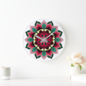 Mandala Pattern 02 in diep roze Grote Klok (Huis)