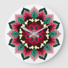 Mandala Pattern 02 in diep roze Grote Klok