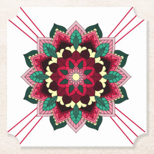 Mandala Pattern 02 in diep roze Onderzetter papier