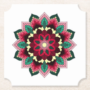Mandala Pattern 02 in diep roze Onderzetter papier
