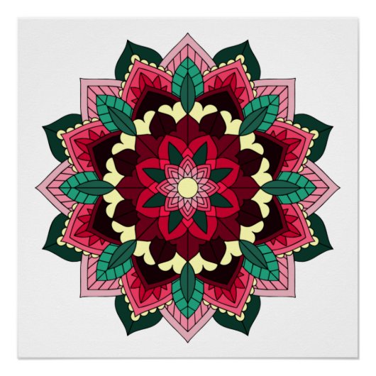 Mandala Pattern 02 in diep roze Perfect Poster (Voorkant)